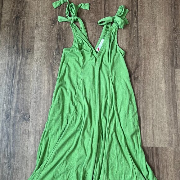 NEW Free People Beach Alice Shoulder Tie Wide Leg One Piece Jumpsuit Green - Picture 4 of 15